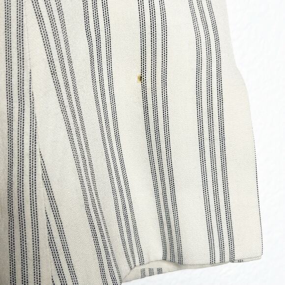 LIZ CLAIBORNE Striped Short Sleeve Blazer Double Breasted Beige Black Size 8 - Picture 8 of 9